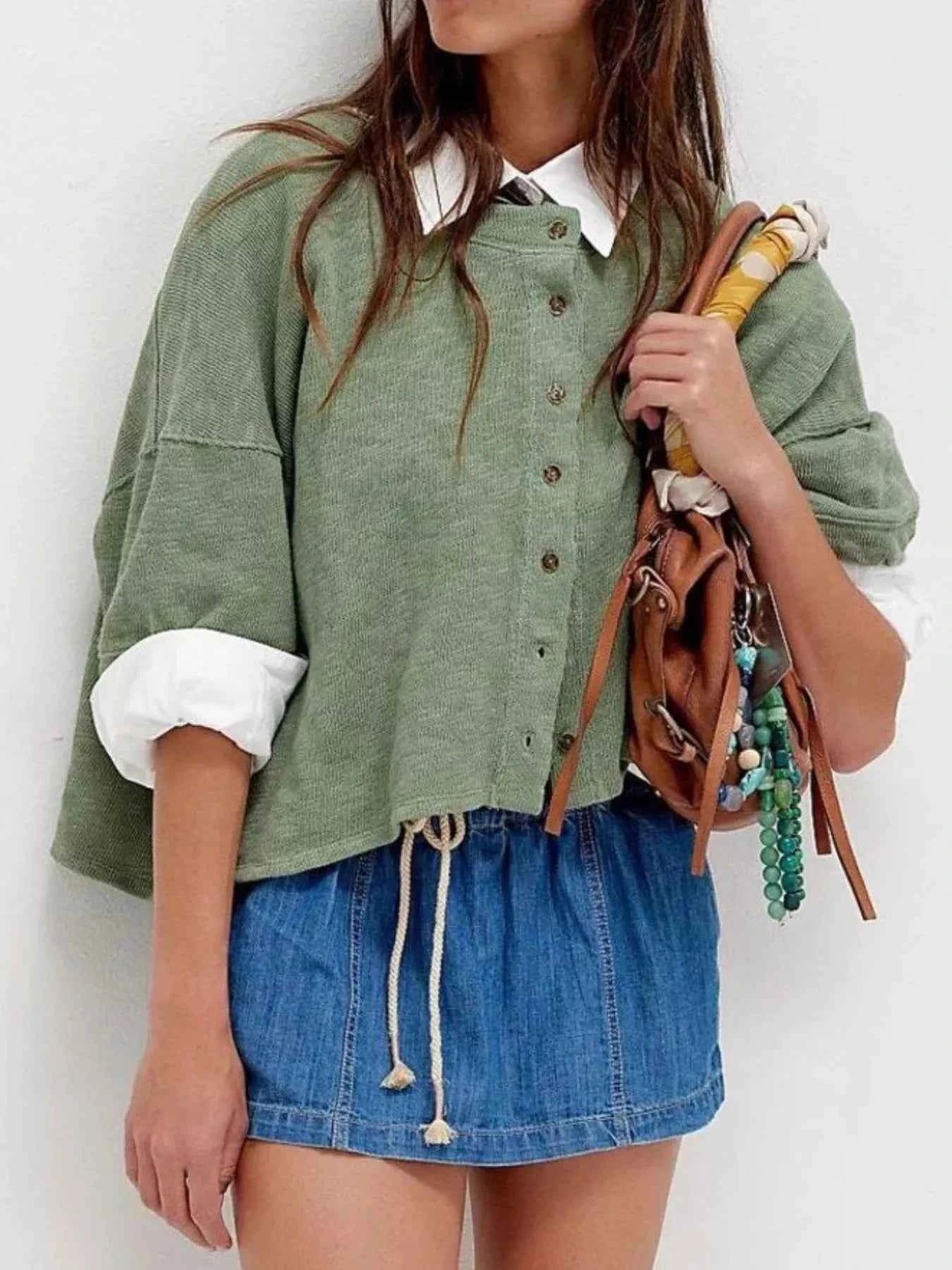 Button-Front Half Sleeve Cardigan 55002609-f175-4c82-8640-bc0dbc447386-Max-Origin