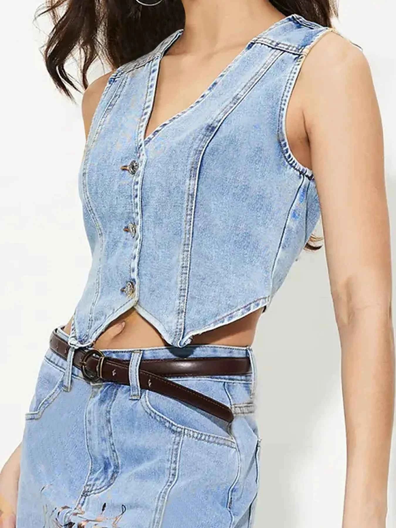 Button-Up Sleeveless Denim Vest 55002672f6f243a3b8b50f1aa36758f3-Max-Origin