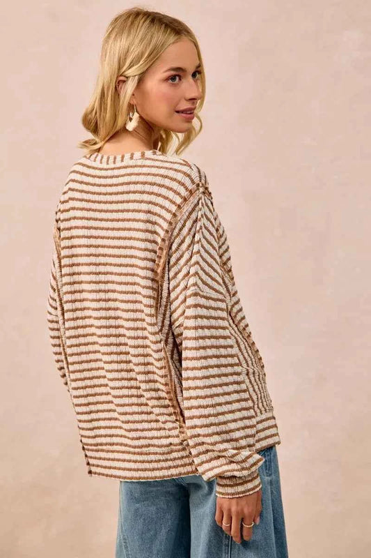 Open Seam Detail Textured Stripe Knit Top 550546e4e4e94bb39b7fffe0e01ec14c-Max-Origin