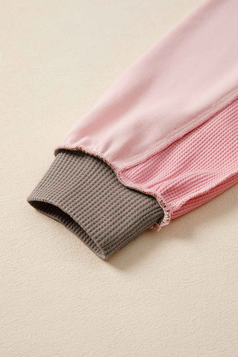 Smoke Green Colorblock Waffle Patchwork Oversize Sweatshirt 550649e4cd27afc1