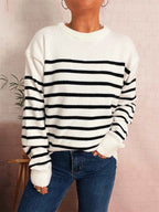 Striped Round Neck Drop Shoulder Sweater 5507519a348a4614b2a0704af6278aa9-Max-Origin