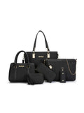6-Piece Leather Textured Bag Set Black onesize 55117b9e-68e2-4705-bd97-258fd4a4e977-Max-Origin