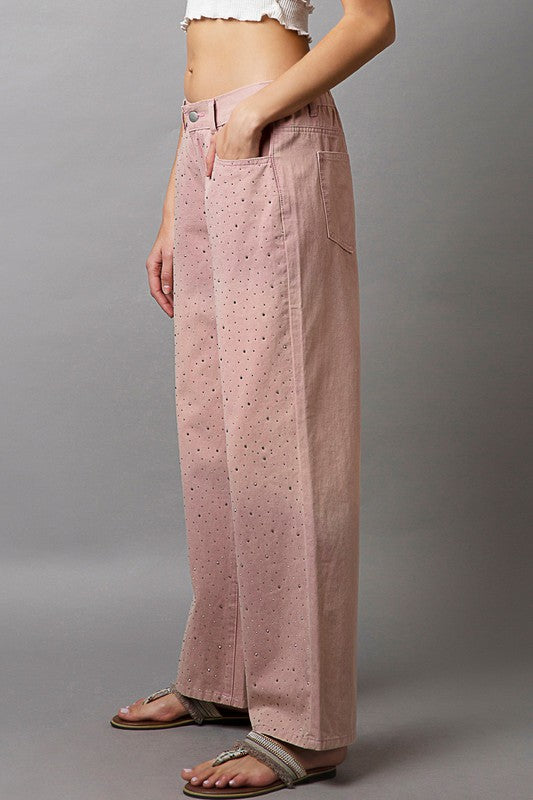 POL Embellishments Gradient Wide Leg Pants