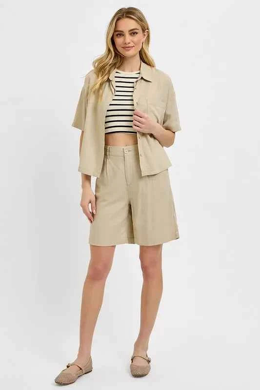 RISEN High Rise Pleated Front Shorts 551a5e99-328b-4ece-9be7-88dab832e86e-Max