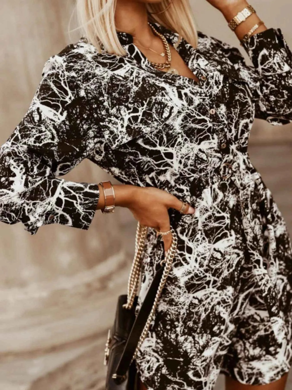 Printed Button Front Long Sleeve Dress 5533fed8-9abe-478c-bf87-a1b794581c8e-Max-Origin
