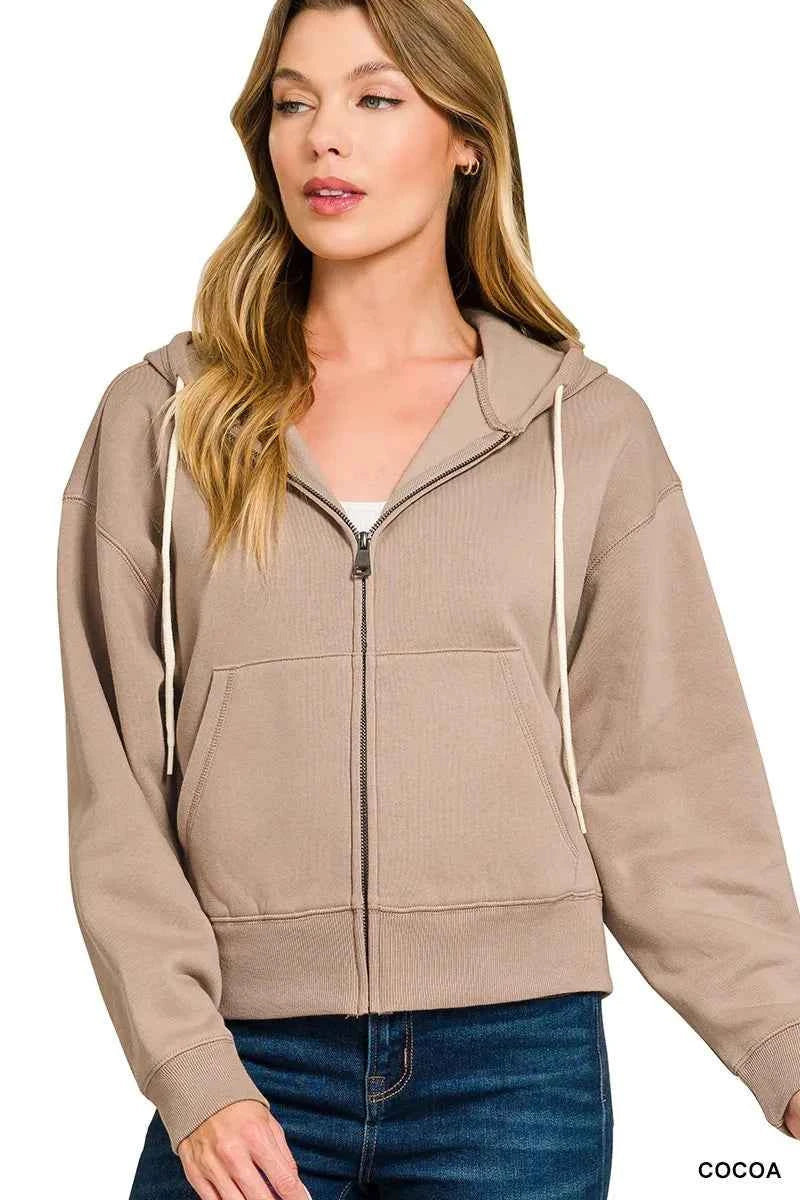 Zenana Fleece Cropped Zip-up Hoodie with Pockets 55374bd58c9c4aa0a1a598a804cb4593-Max-Origin