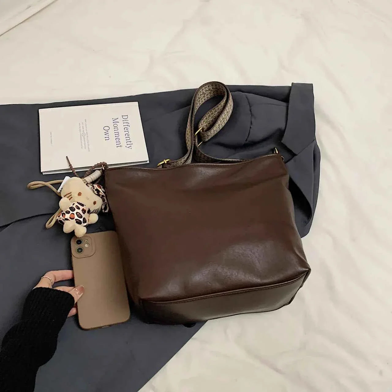 Leather Adjustable Strap Shoulder Bag Coffee onesize 55449938244b4de484d13879ecf0a512-Max-Origin