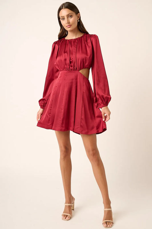 Satin Side Cutout Detail Mini Dress 554e02da3e064110932eeddf441a2e3d-Max-Origin