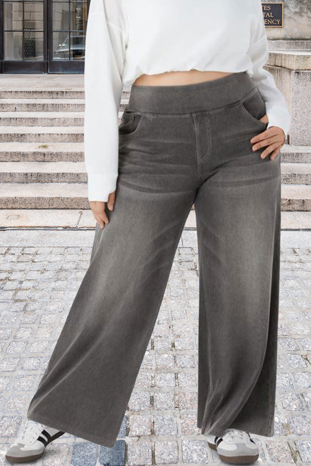 Medium Grey High-rise Wide Leg Jeans Medium Grey 5550f05afb01835a