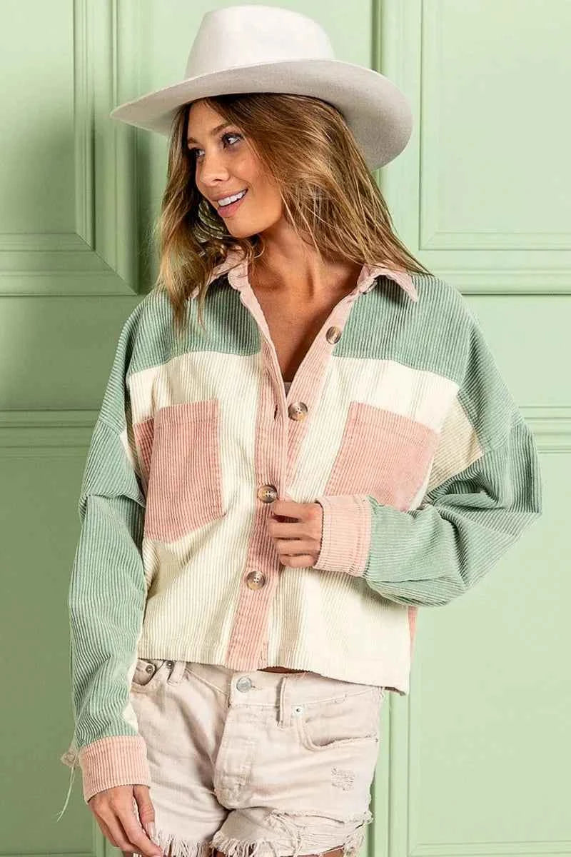 BiBi Color Block Vintage Washed Corduroy Jacket 555d90fe525f44dca44a4e0cda250dc7-Max-Origin