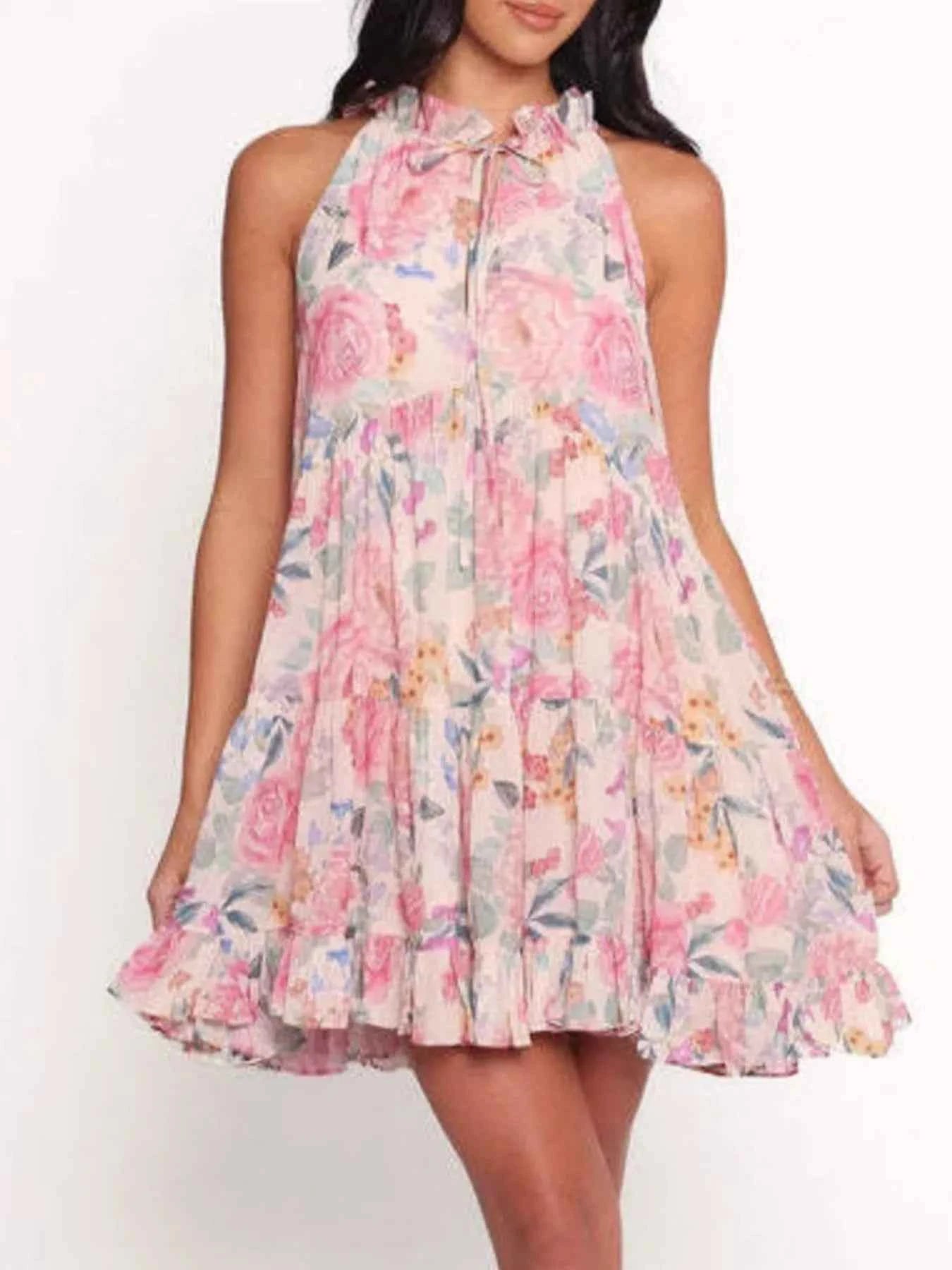Floral Print Sleeveless Tiered Mini Dress 556700f3-afa0-4409-8be7-ed2c9a8a1e5b-Max-Origin