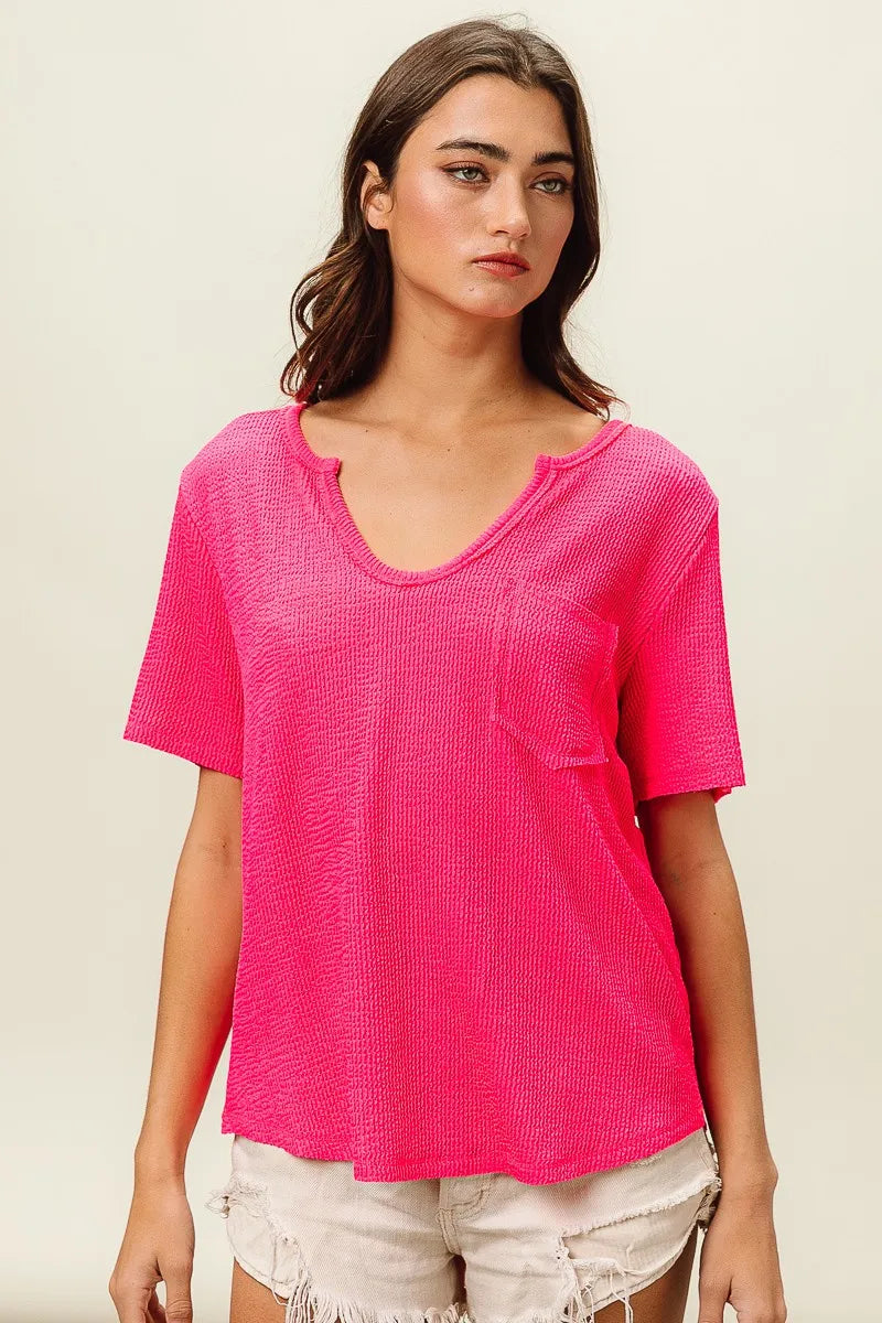 BiBi Waved Rib U Neck Top With Front Pocket 556a4d4f5a9e4810ac47824db6fb4487-Max-Origin