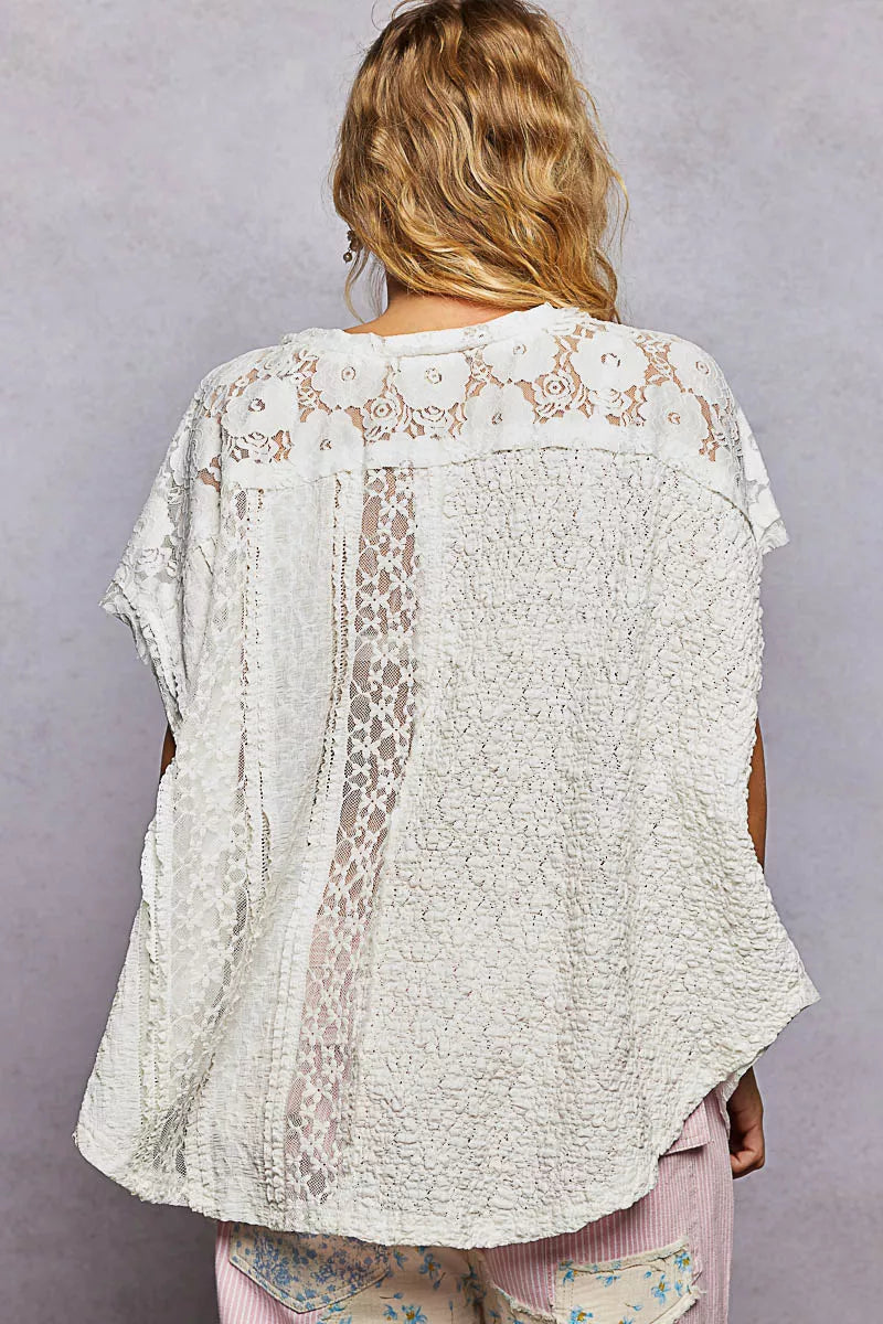 POL Asymmetrical V-Neck Short Sleeve Lace Top 556fad53-b657-4970-ae38-d8443442bc89-Max-Origin