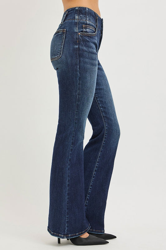 High Rise Flare Jeans With Seam Detail Waistband 5577b859723c4f0d8a873a2c1179d3ee-Max
