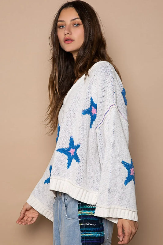 POL Long Sleeve Star Patch Sweater 557f8b1f-85ba-4b37-b805-8f09aec4f17c-Max
