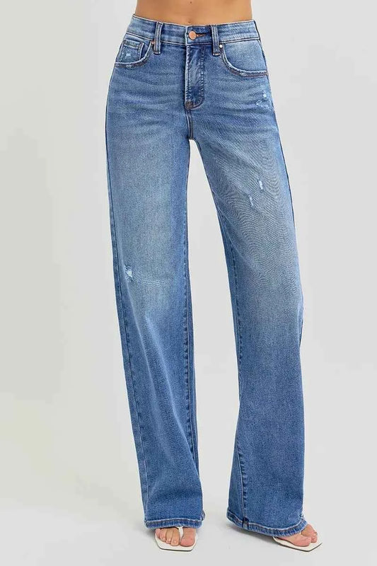 RISEN Full Size Tummy Control Elastic Band High Rise Wide Jeans Plus Size 5596a772109d4f099bbb8b42eb1487de-Max-Origin