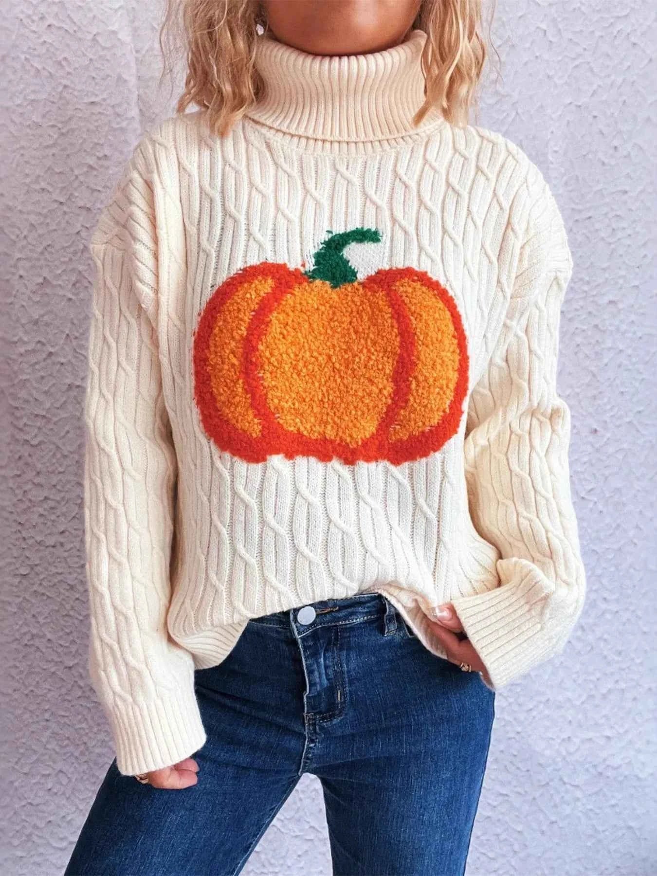 Pumpkin Turtleneck Long Sleeve Sweater 55a89abe57094101932dc09606421274-Max-Origin