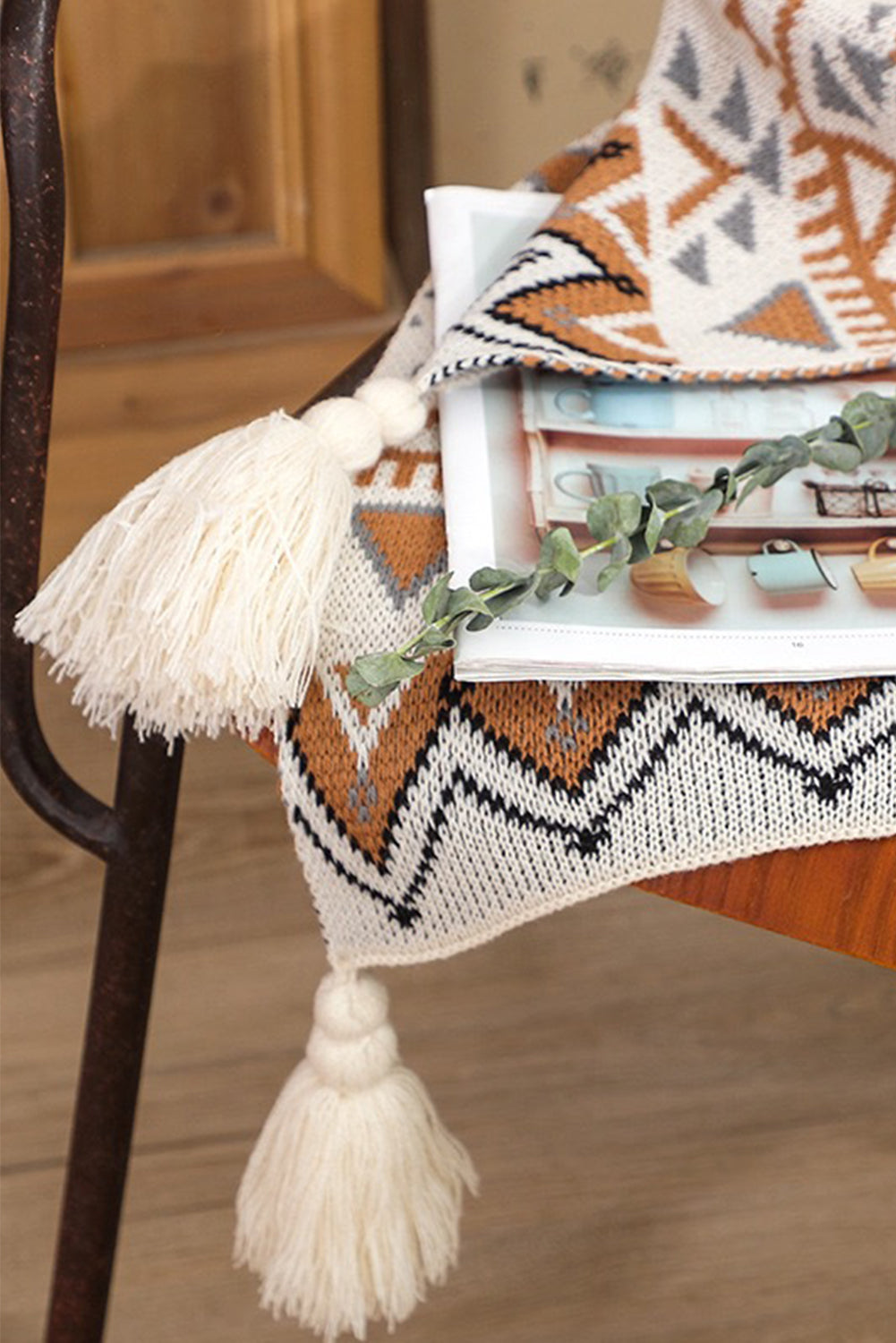 Parchment Boho Tassel Winter Throw Blanket 55ad15e16248b39b