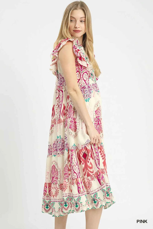 Boho Boarder Print Ruffle Midi Dress 55bce265-7120-43f5-905b-d75ec04141f3-Max-Origin