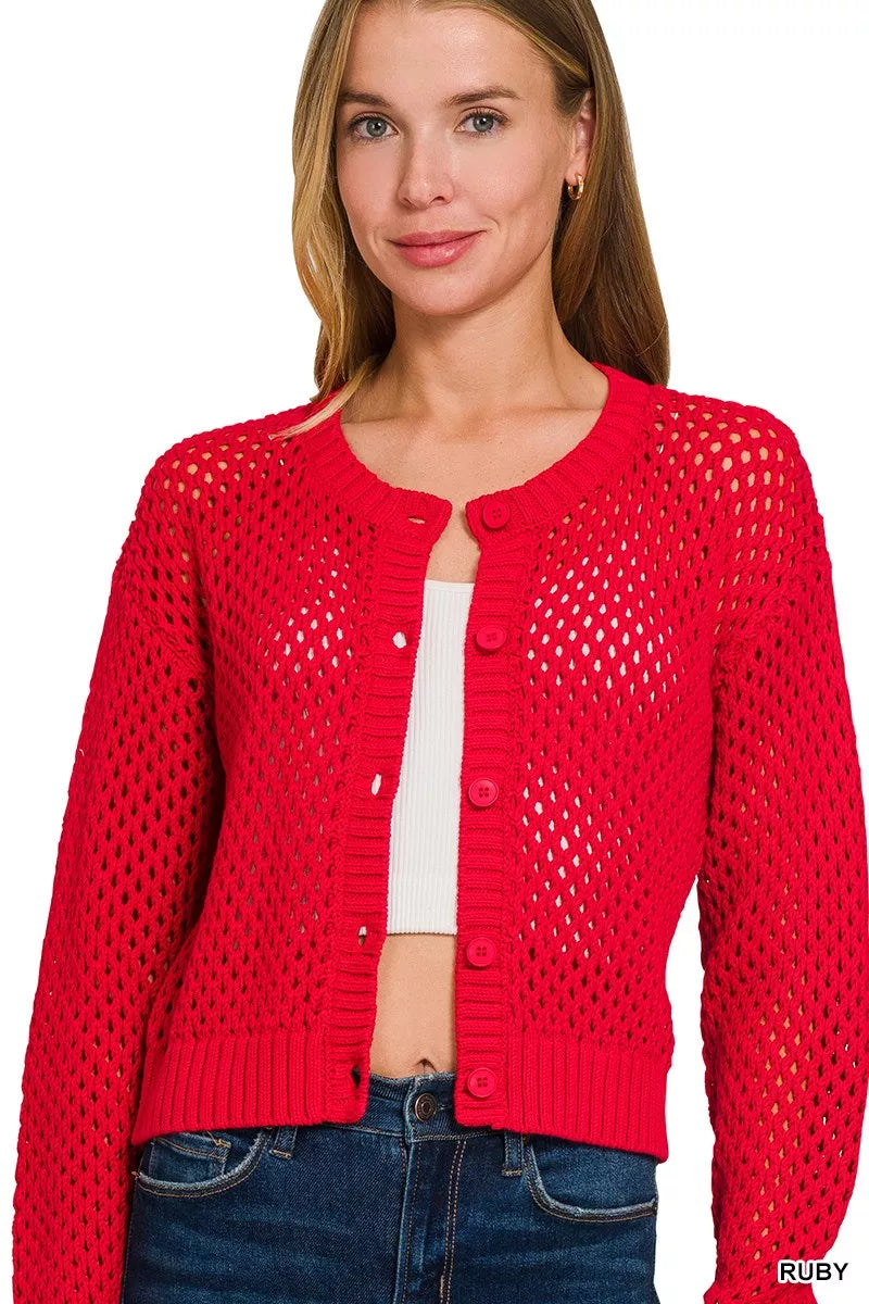 Zenana Button Down Lightweight Crochet Cardigan Sweater RUBY 55c0665296424526a1ebb677065a2df2-Max-Origin