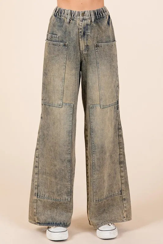 Mittoshop Washed Wide Leg Jeans with Pockets Mud Denim 55cda32c-9ee1-477a-aaec-27fd0c2c030e-Max