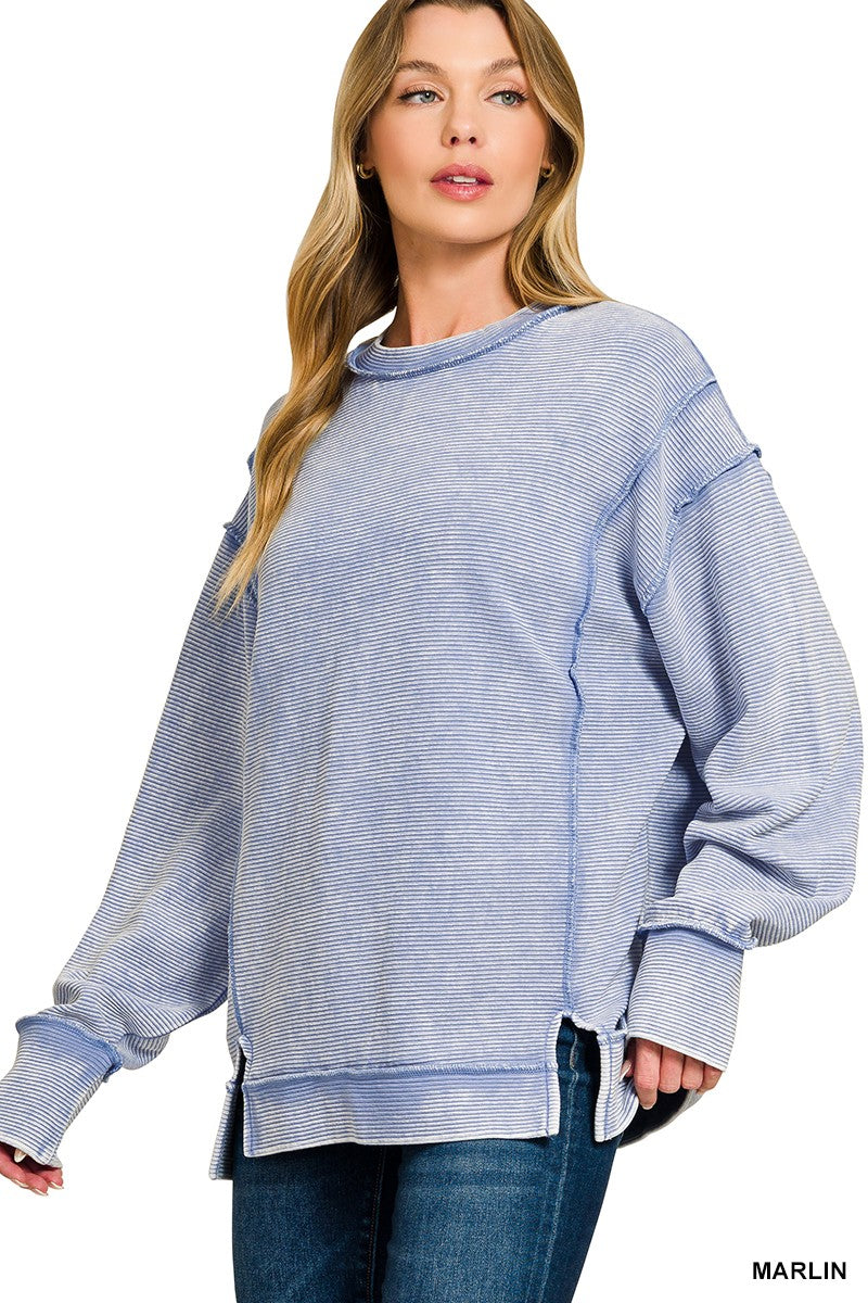 Zenana Acid Washed Double Ribbed Exposed-Seam Sweatshirt 55ce6ffb582d4273ba2d929c277a9dfc-Max