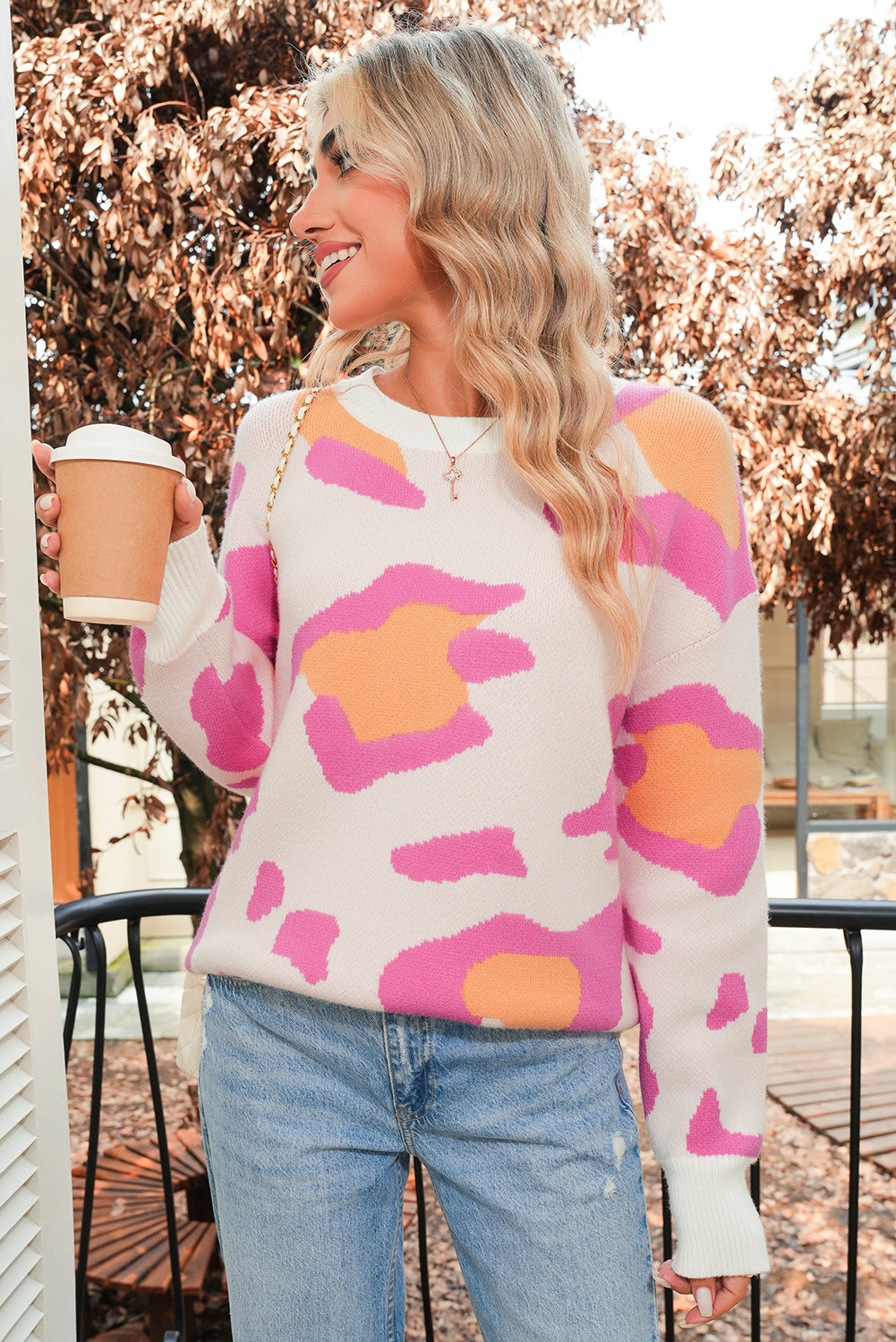Sachet Pink Cheetah Colorblock Sweater 55d83fab0e357a6e