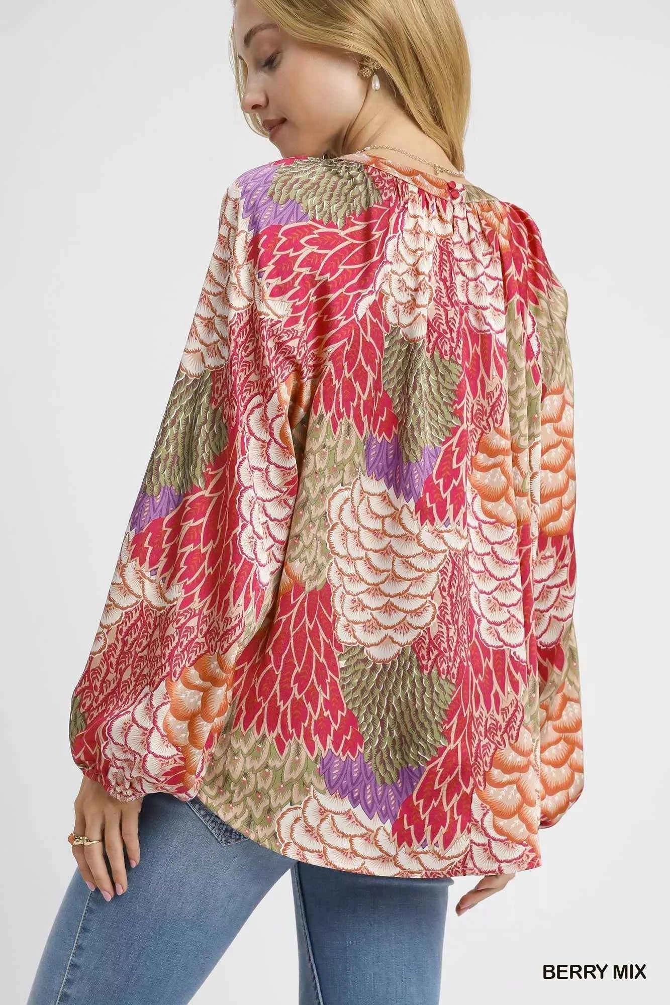 Umgee Boho Feather Print Peasant Blouse 55d8ebb7-8457-4405-8525-1032b2b30cb0-Max-Origin