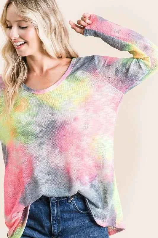 Tie Dye Print Low Gauge Knit Top 55d95f82d15d4d908fcba95d2a210ebe-Max-Origin