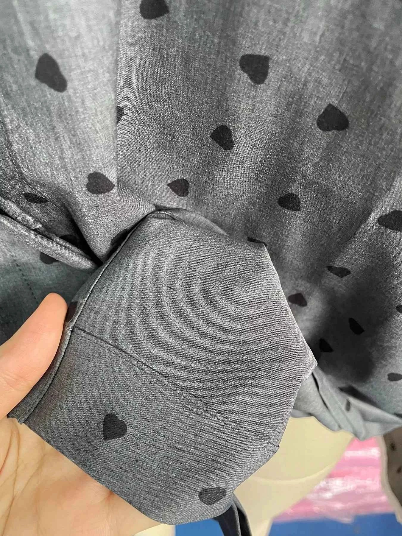 Heart Print Button Up Flounce Sleeve Shirt 55daccdf97f443d6b1db1dd5432d6340-Max-Origin