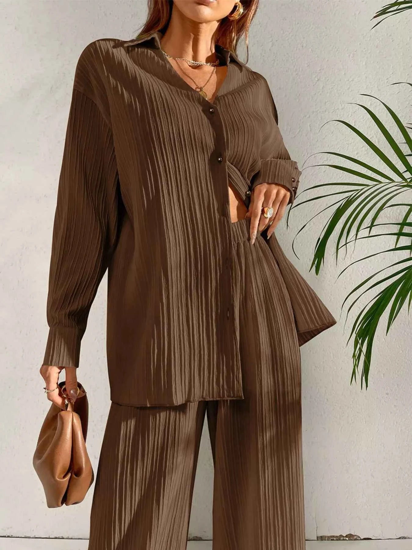 Long Sleeve Shirt & Wide Leg Pants Set 55de795a-5653-4e21-877e-27415e1fae44-Max-Origin