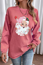 Strawberry Pink Sparkle Santa Claus Patch Application Corded Graphic Sweatshirt 55e7ca4d7bdb7afa