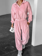 Quarter Zip Long Sleeve Top and Pants Set 55e8eeb64cde4f1682d04b028544a10e-Max