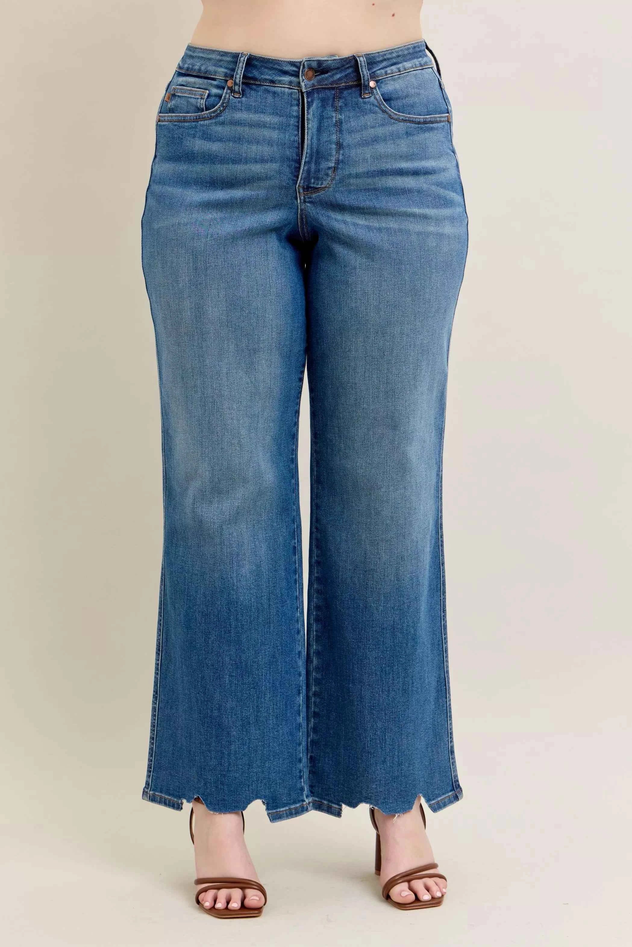 Judy Blue Full Size High Waist Tummy Control Chew Hem Destroy Wide Jeans Plus Size 55eb2780-3717-4124-b9d3-54cfdadc46be-Max-Origin