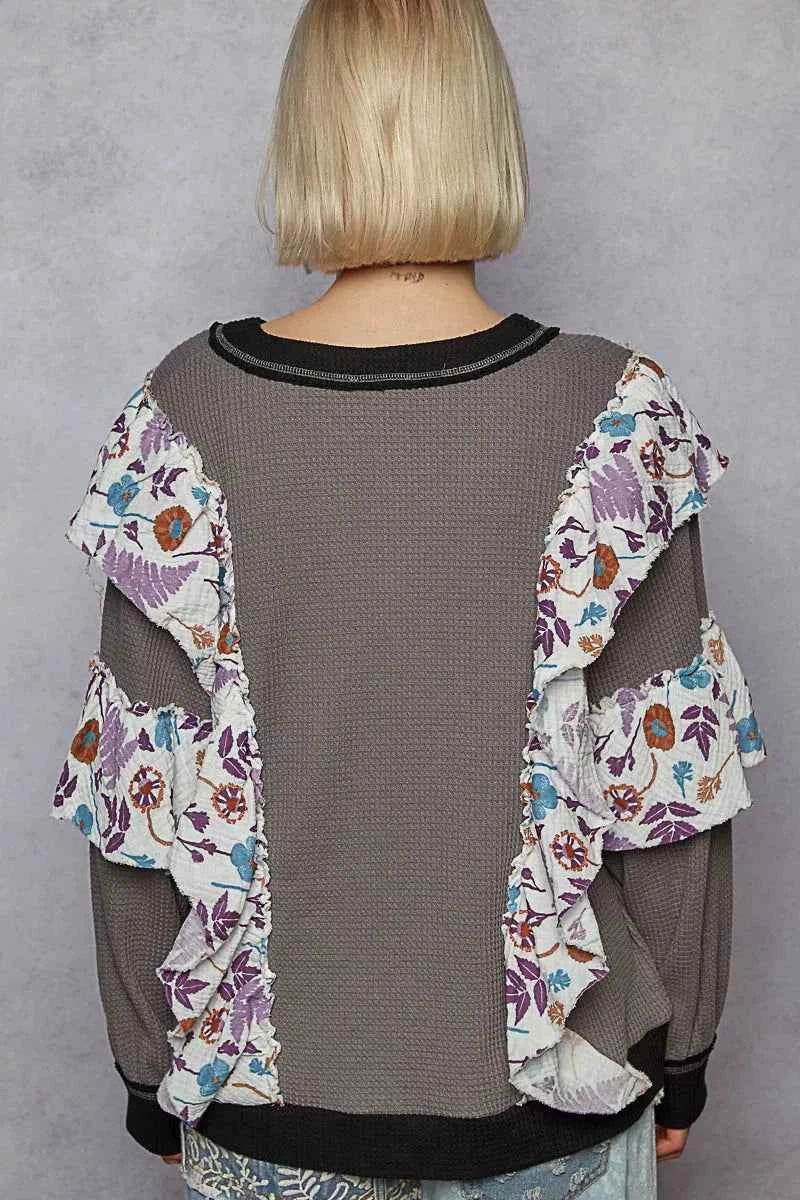 POL Round Neck Sweater with Floral Ruffle Detail 55f213cf-0c9d-4e28-b8d0-b5fc8a2bb8d6-Max-Origin