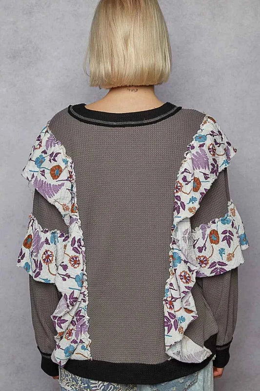 Round Neck Sweater with Floral Ruffle Detail 55f213cf-0c9d-4e28-b8d0-b5fc8a2bb8d6-Max-Origin