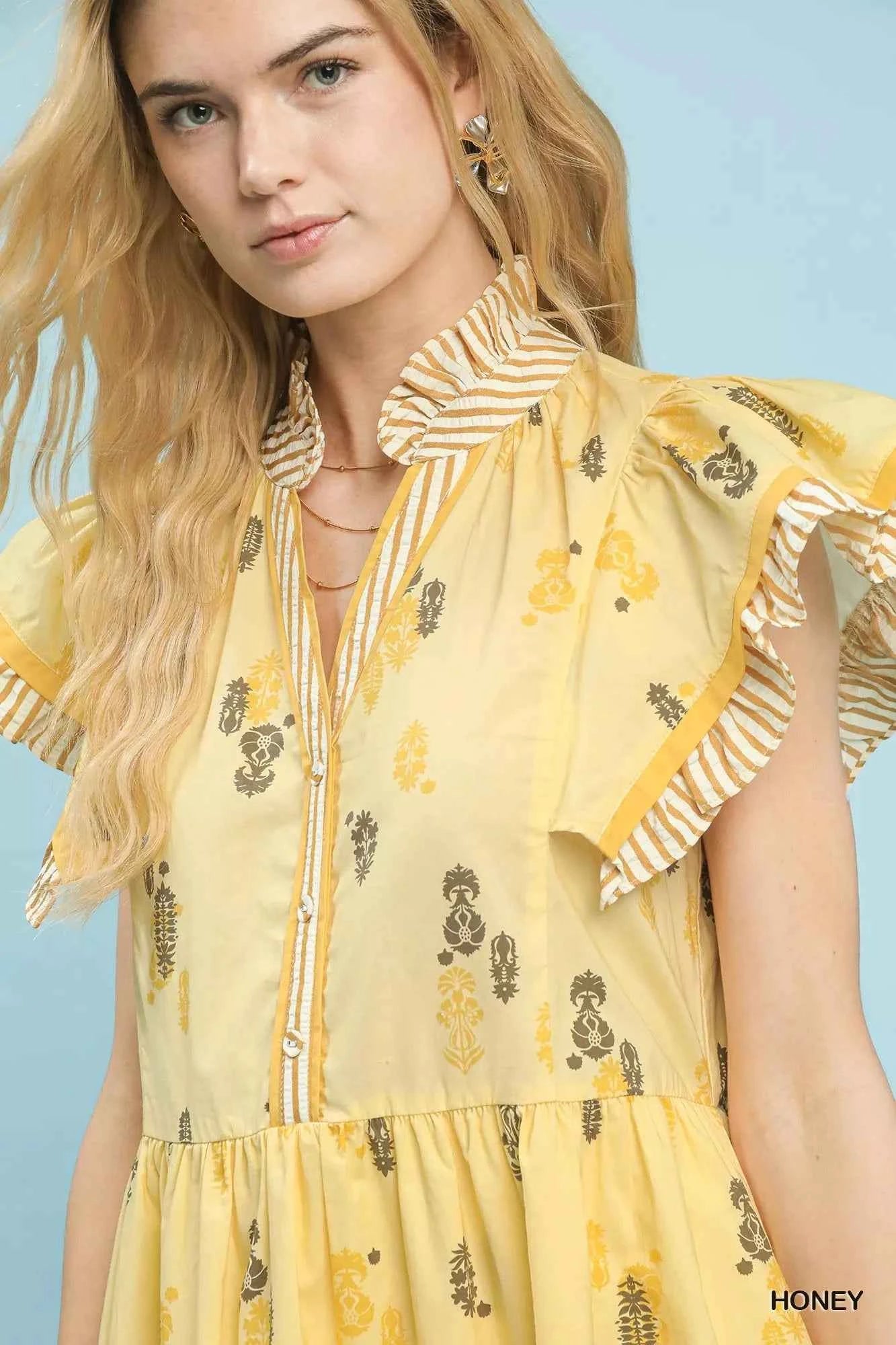 Umgee Floral Ruffle Sleeve Tiered Midi Dress 55fe2fdf-30eb-46fe-acd9-754ef1ca9b23-Max-Origin