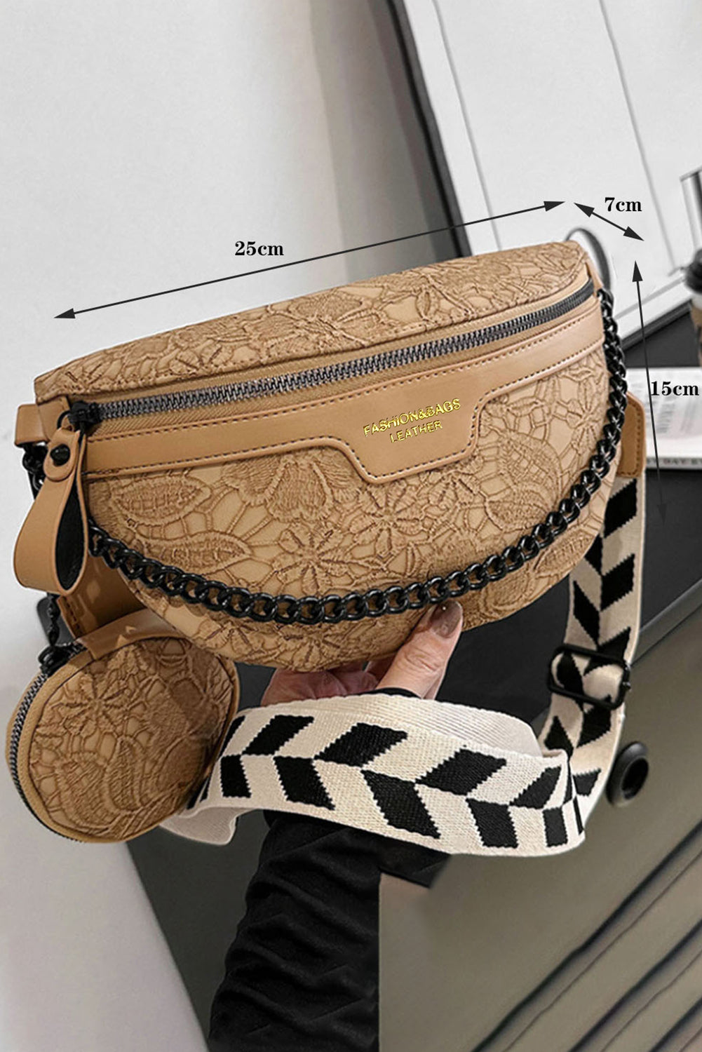 Black Colorblock Strap PU Crossbody Bag With Coin Purse 5613cc4c14afac6f