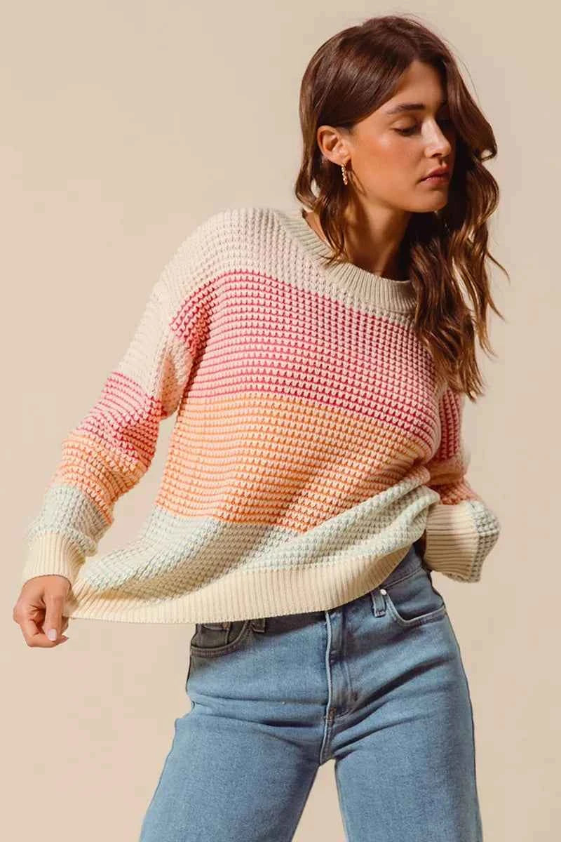 SO ME Multi Color Block Long Sleeve Sweater 56153603194943db96a7c224ceec7f97-Max-Origin