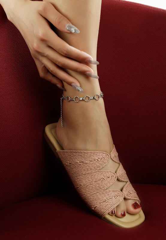 Daisy Doe Raffia Square Toe Flats Dusty Pink 5616bf21-735f-436e-bbba-676d612b07fc