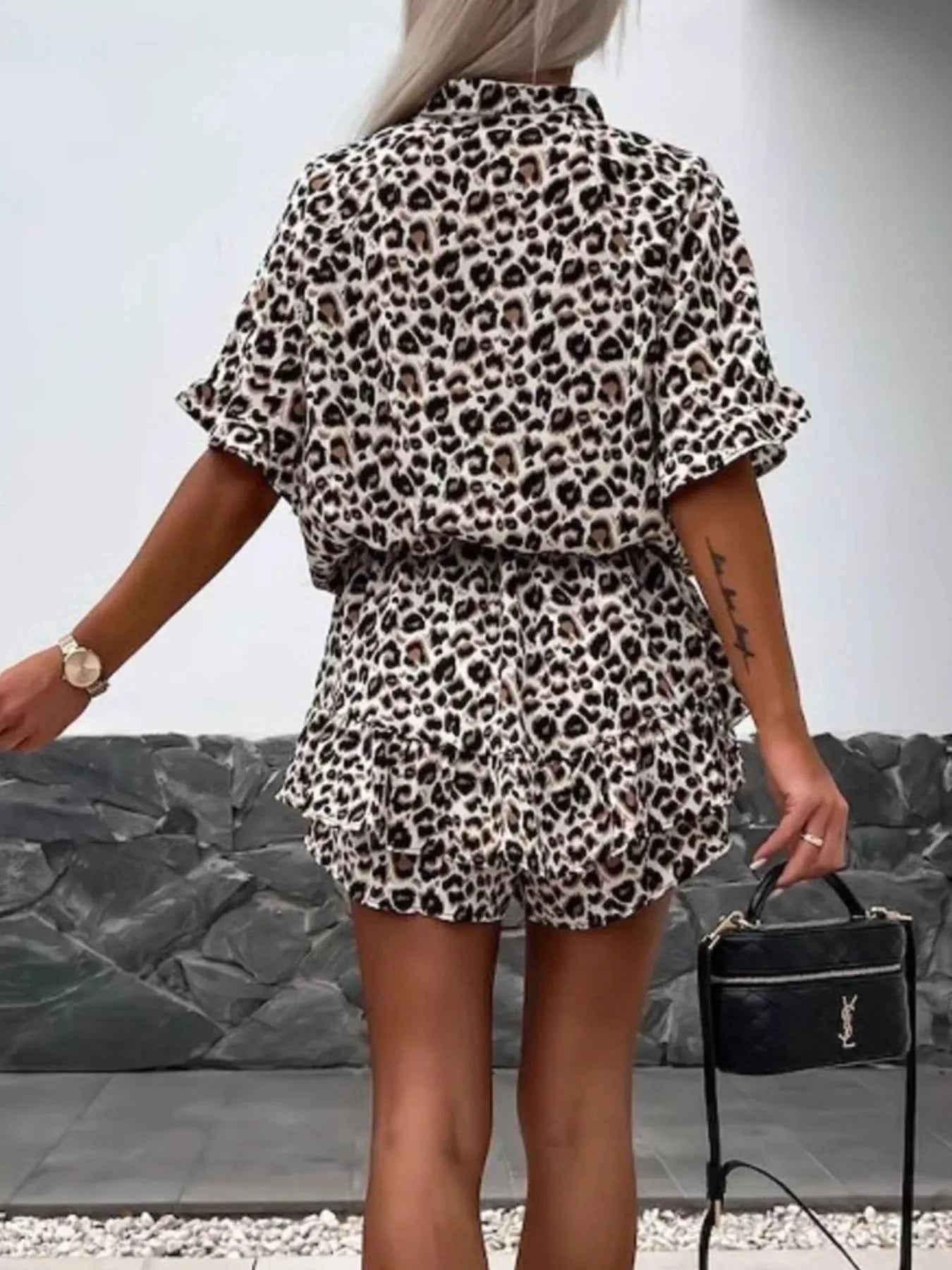 Leopard Print Button-Up Shirt Dress with Ruffle Hem 56199f49-c909-41eb-a196-3da10efaeedb-Max-Origin