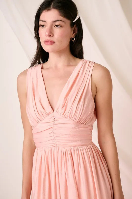 Mittoshop Ruched V-Neck Sleeveless Midi Dress 563bd071-a6f4-4764-8e49-8b66043d87b4-Max