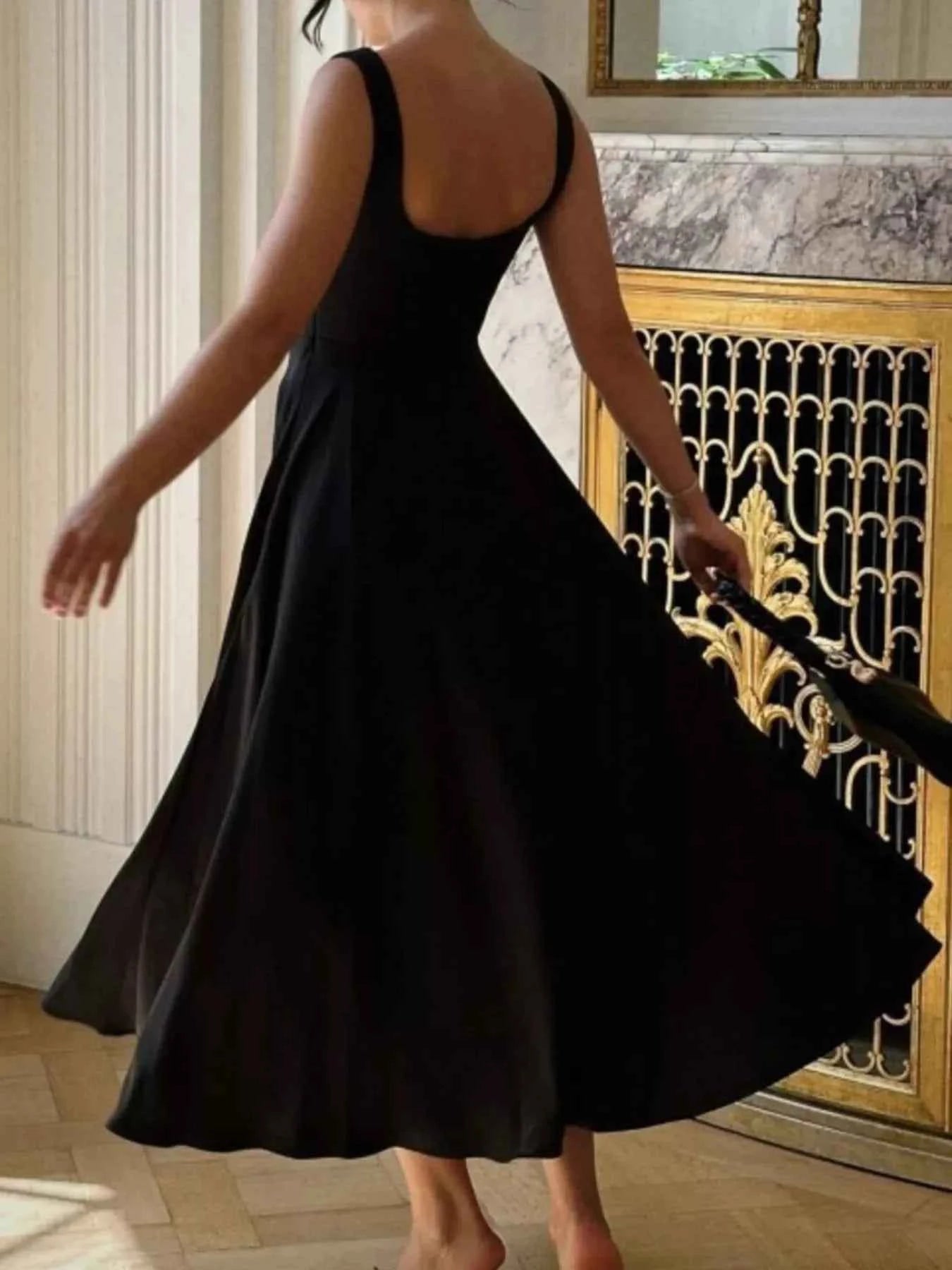 Square Neck Wide Strap A-Line Dress 563cba35-af28-49ff-905d-43b0e24a2c25-Max-Origin