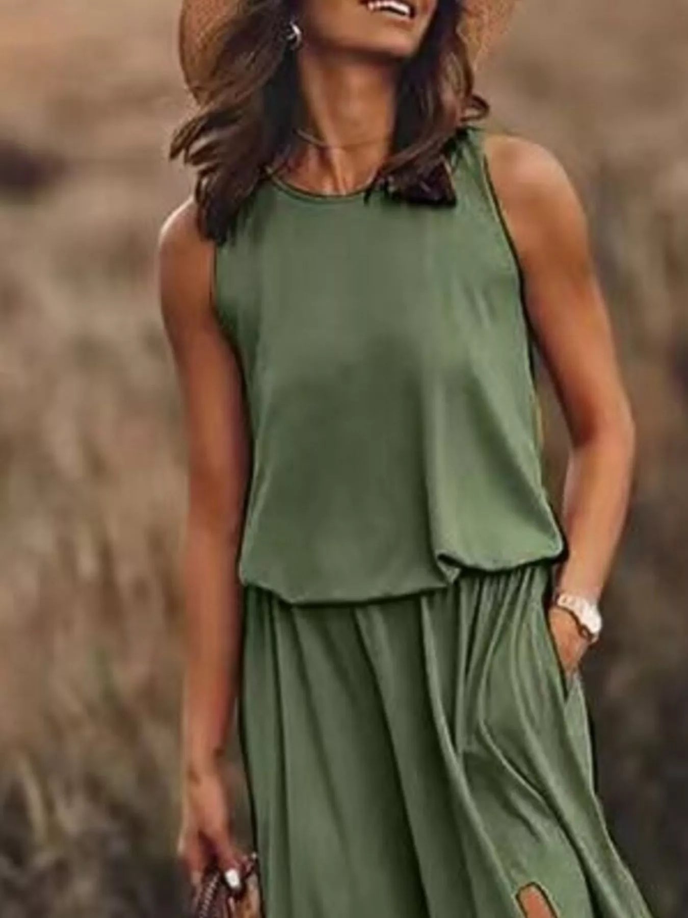 Full Size Round Neck Sleeveless Slit Maxi Dress Plus Size 565055fa-a65e-41d3-b121-89f261887b84-Max-Origin