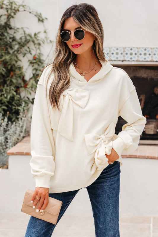 Solid Bow Long Sleeve Hoodie 565ecb7b-91fe-449c-815e-a3d971a43d88