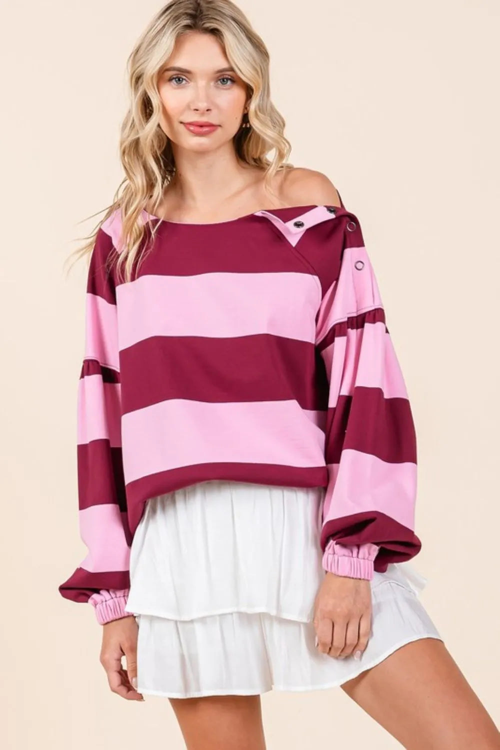Mittoshop Striped Snap Shoulder Long Sleeve T-Shirt 56625ac1-59d2-45d7-87b7-11f85e6cb38c-Max