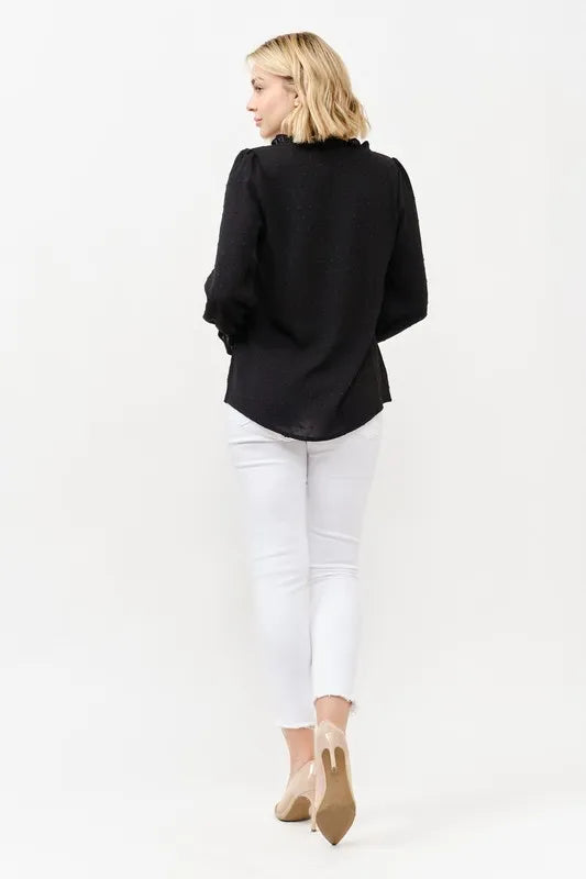 Polka Dot Ruffle Detailed Blouse Top - 100% Polyester 5664a4c6-92bf-4de4-afdc-4f8349877ed3-Max-Origin