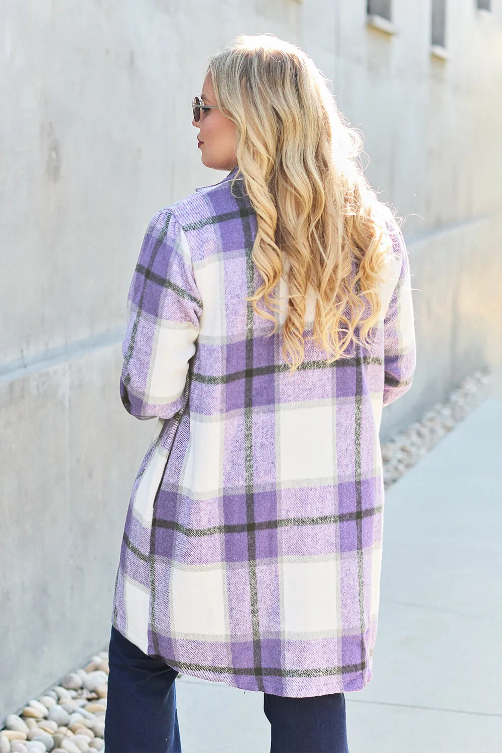 Double Take Full Size Plaid Button Up Lapel Collar Coat 56654ef4-b57f-4d20-be83-e5ddfb18cf63-Max