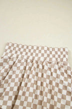 Checkered Long Sleeve Top and Skirt Two-Piece Set