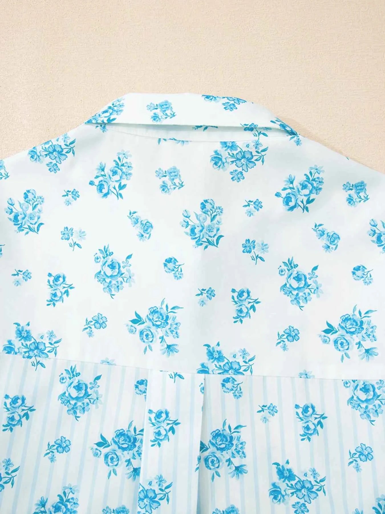 Floral Print Contrast Patched Pocket Shirt and Shorts Set 566a4bd32b934e97b6f191a084d0ddc1-Max-Origin